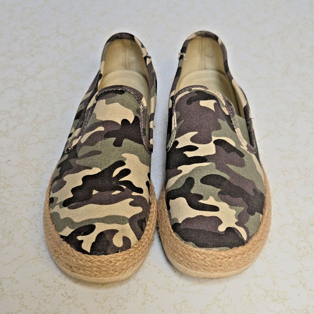 Esprit Womens Camouflage Canvas Slip-On Espadrilles Jute Accent Round Toe US 9.5